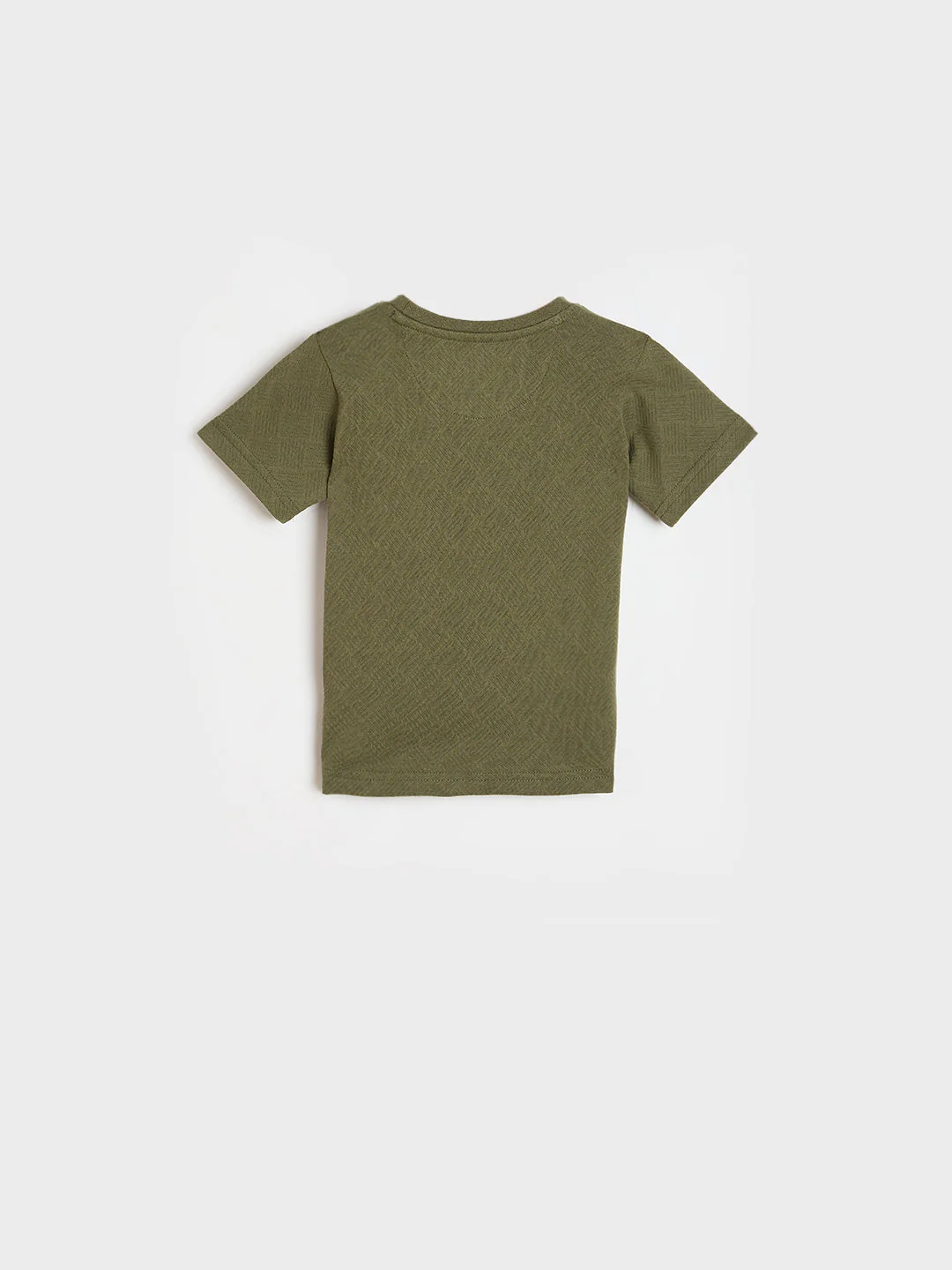Blue Giraffe Boys Olive Green Solid Regular Fit Pure Cotton T-Shirt - Image 3