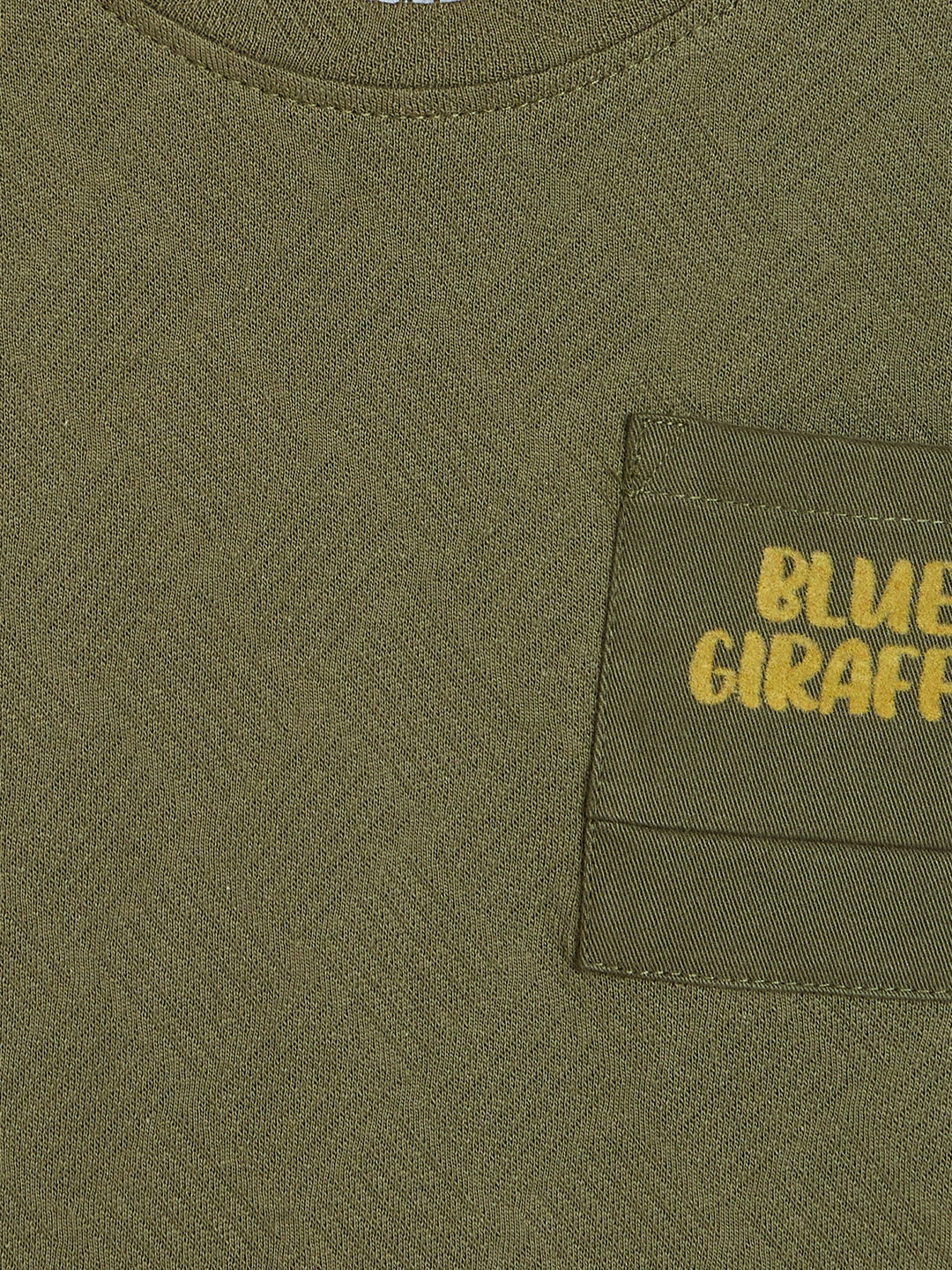 Blue Giraffe Boys Olive Green Solid Regular Fit Pure Cotton T-Shirt - Image 4
