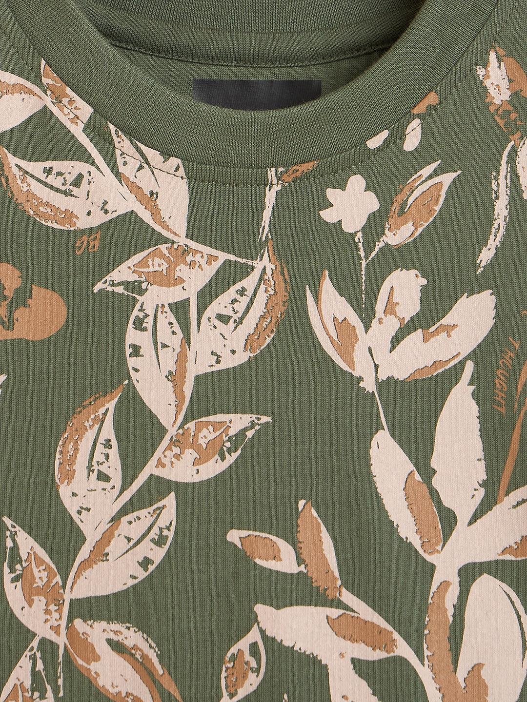 Blue Giraffe Boys Olive Green Printed Regular Fit Pure Cotton T-Shirt - Image 4