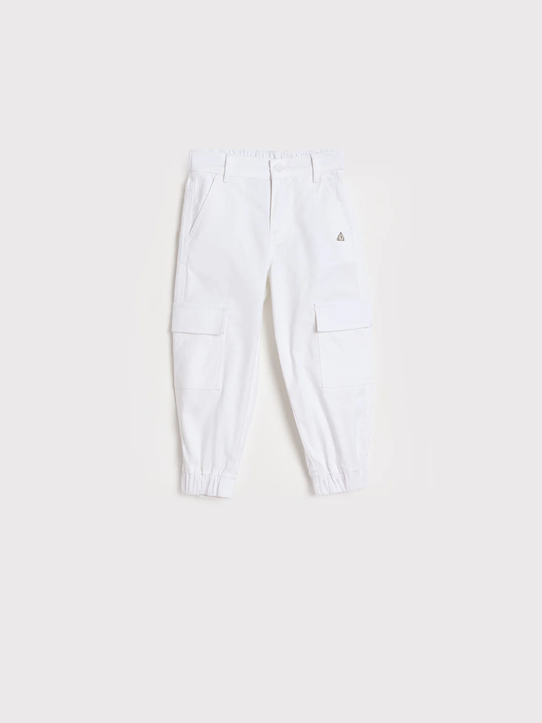Blue Giraffe Boys White Solid Regular Fit Jogger - Image 2