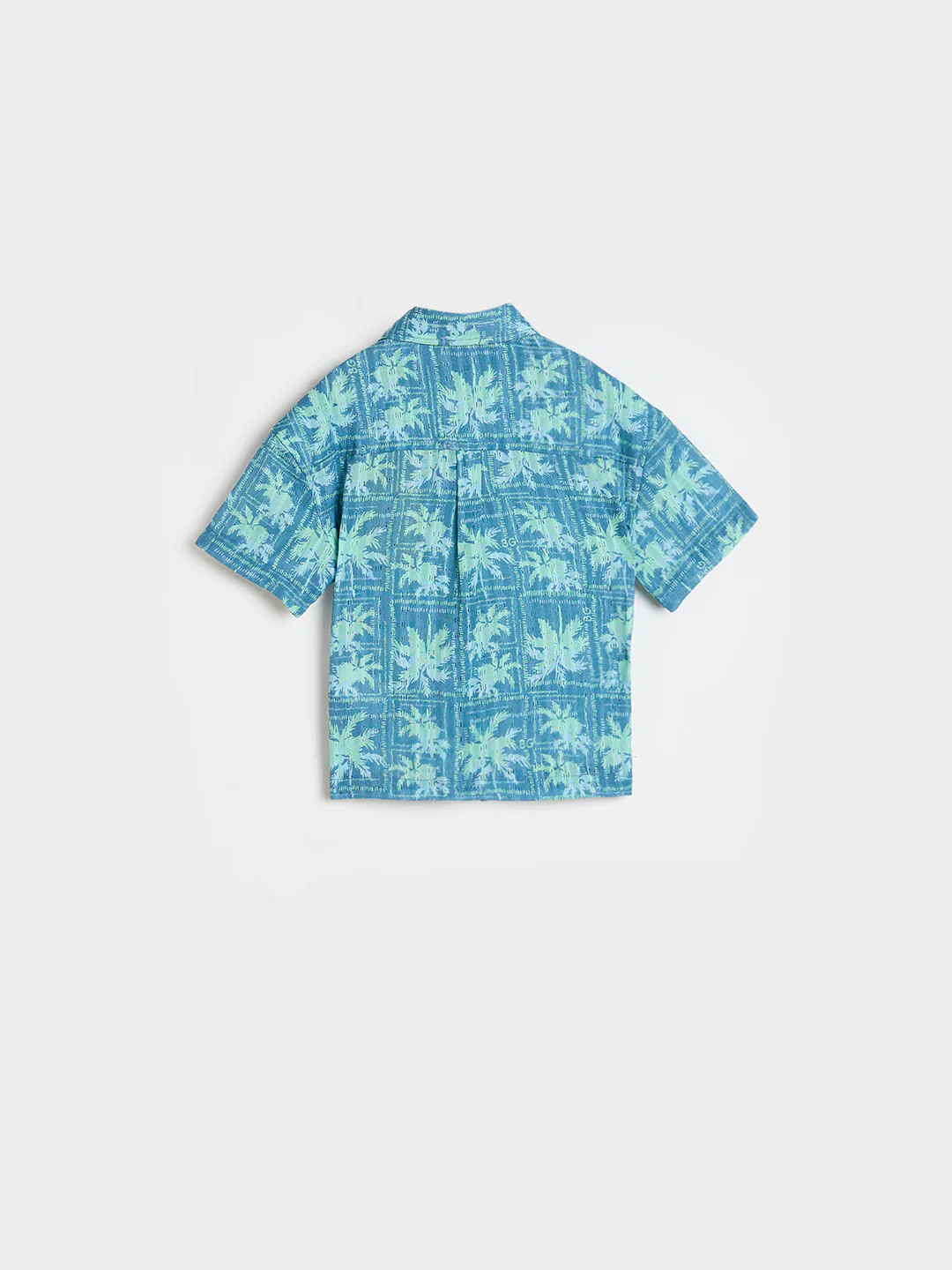 Blue Giraffe Boys Teal Green Floral Regular Fit Pure Cotton Shirt - Image 3