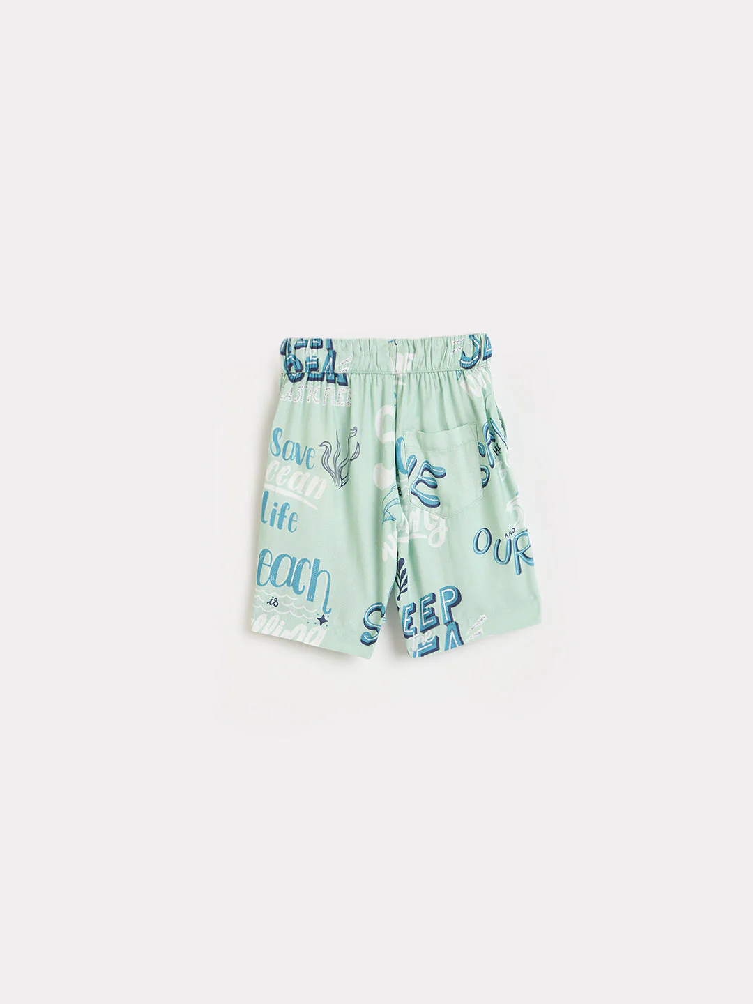 Blue Giraffe Boys Mint Green Printed Regular Fit Shorts - Image 2
