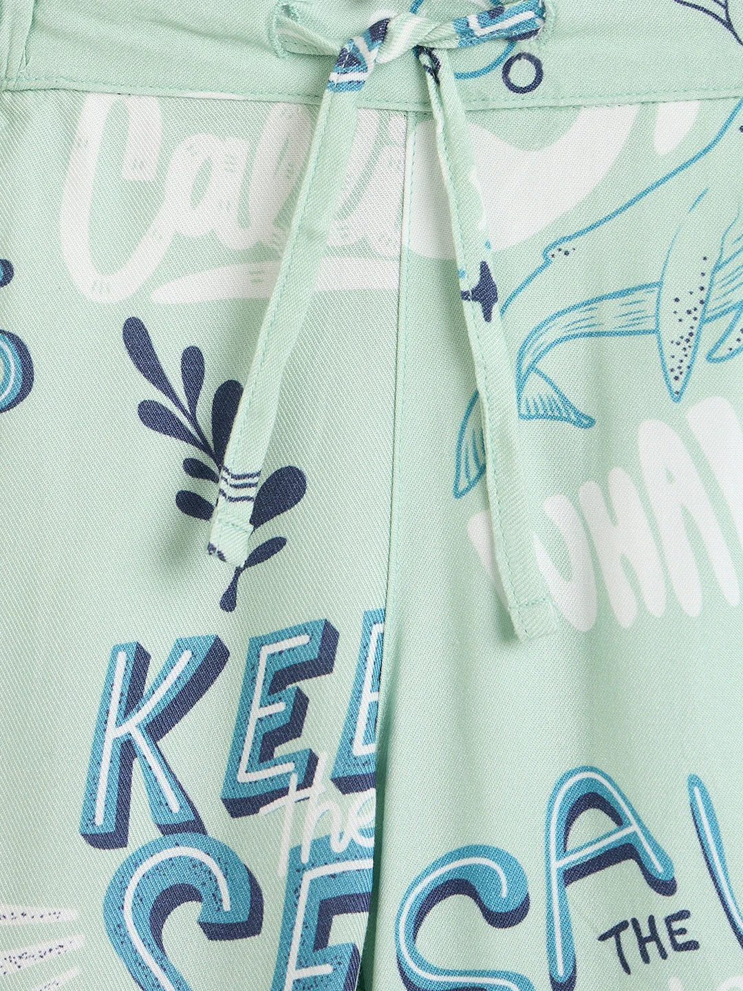 Blue Giraffe Boys Mint Green Printed Regular Fit Shorts - Image 3