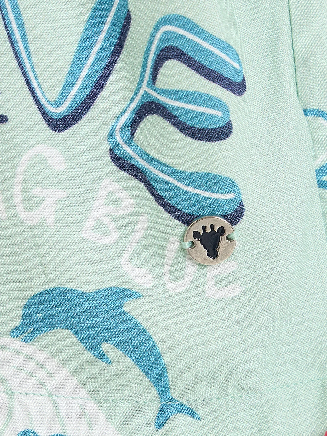 Blue Giraffe Boys Mint Green Printed Regular Fit Shorts - Image 4
