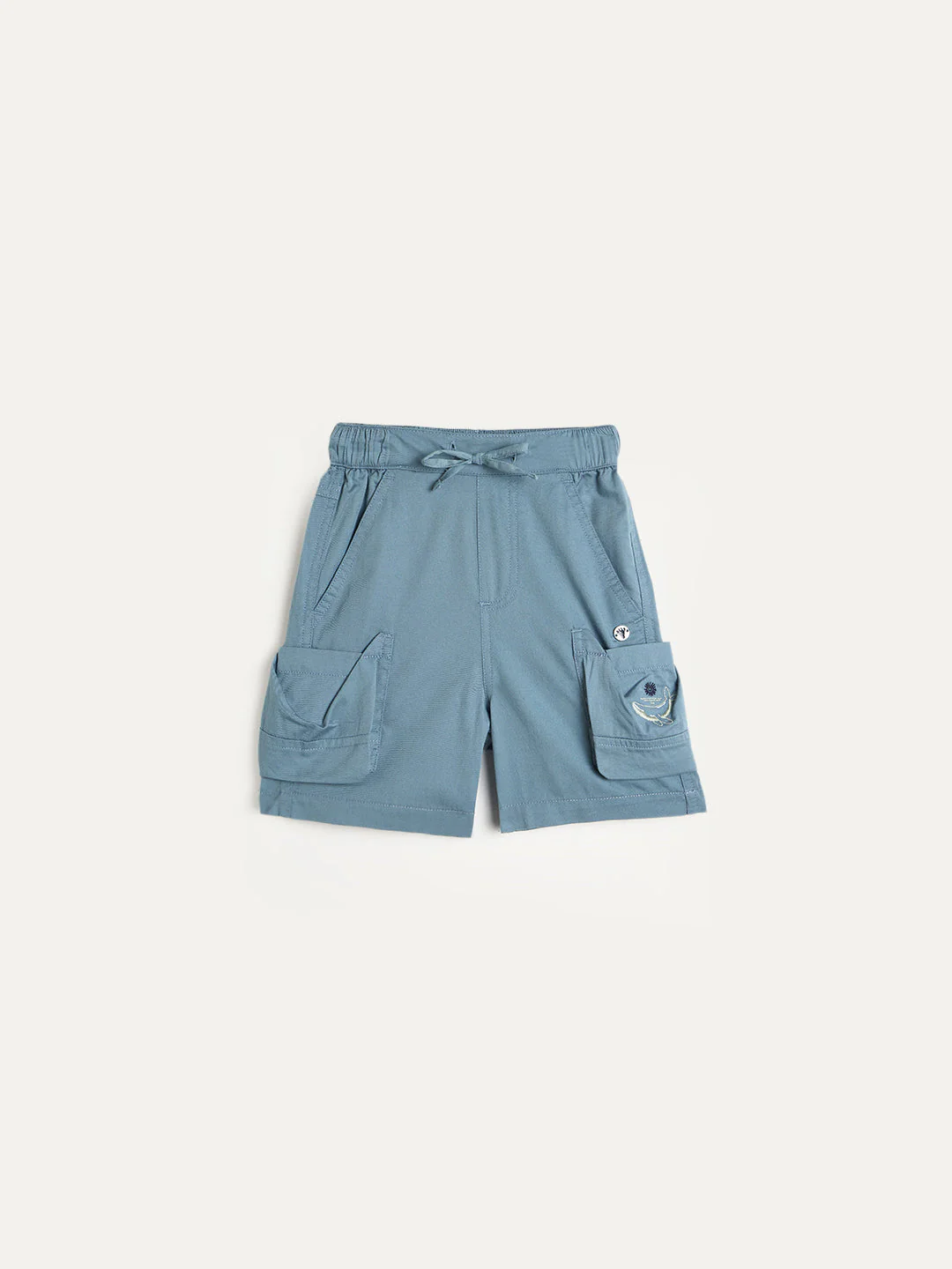 Blue Giraffe Boys Blue Solid Regular Fit Pure Cotton Shorts - Image 2