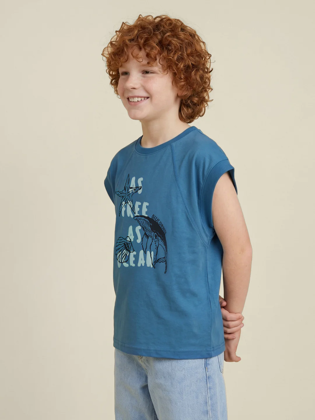 Blue Giraffe Boys Teal Printed Regular Fit Pure Cotton T-Shirt - Image 4