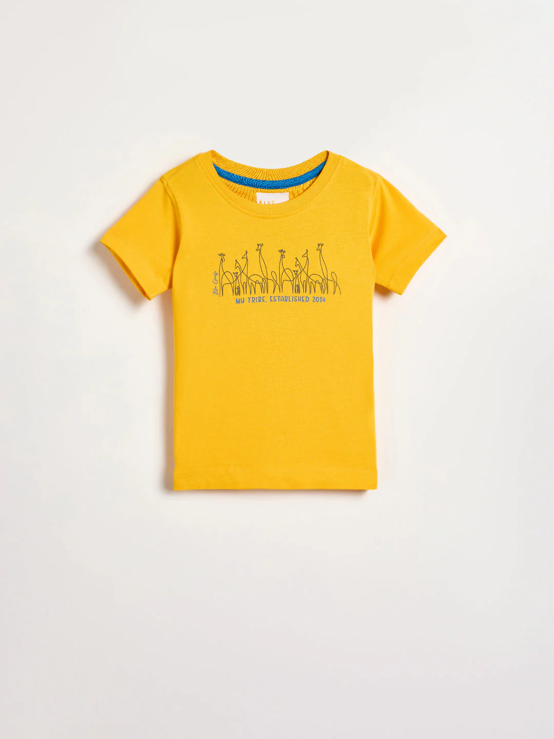 Blue Giraffe Boys Yellow Printed Regular Fit Pure Cotton T-Shirt - Image 2