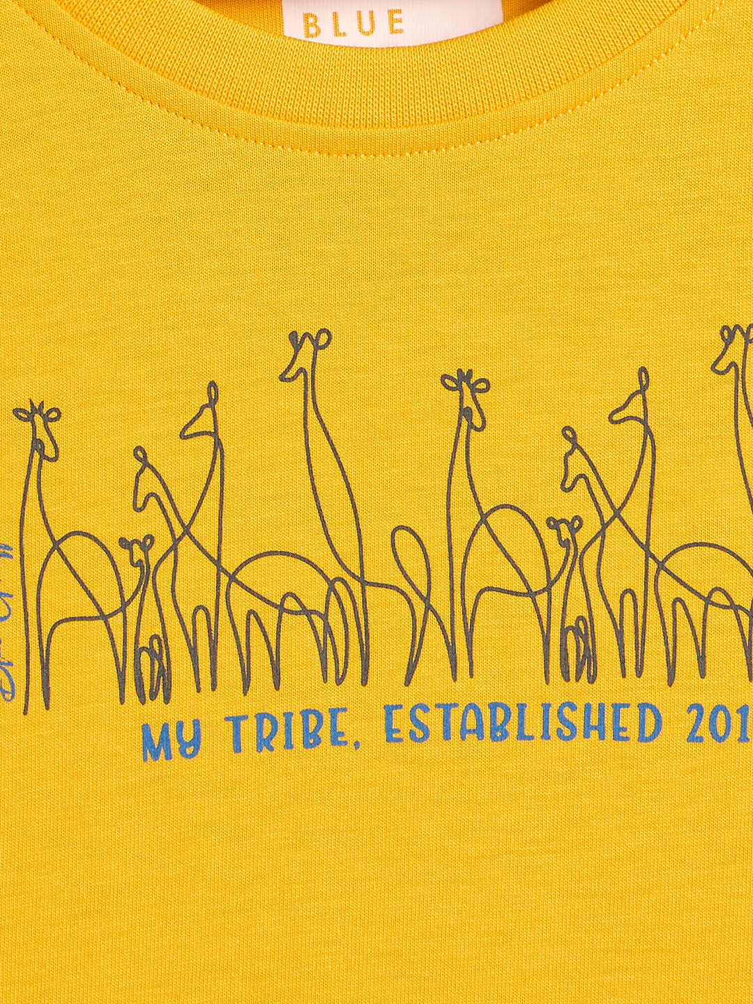 Blue Giraffe Boys Yellow Printed Regular Fit Pure Cotton T-Shirt - Image 4