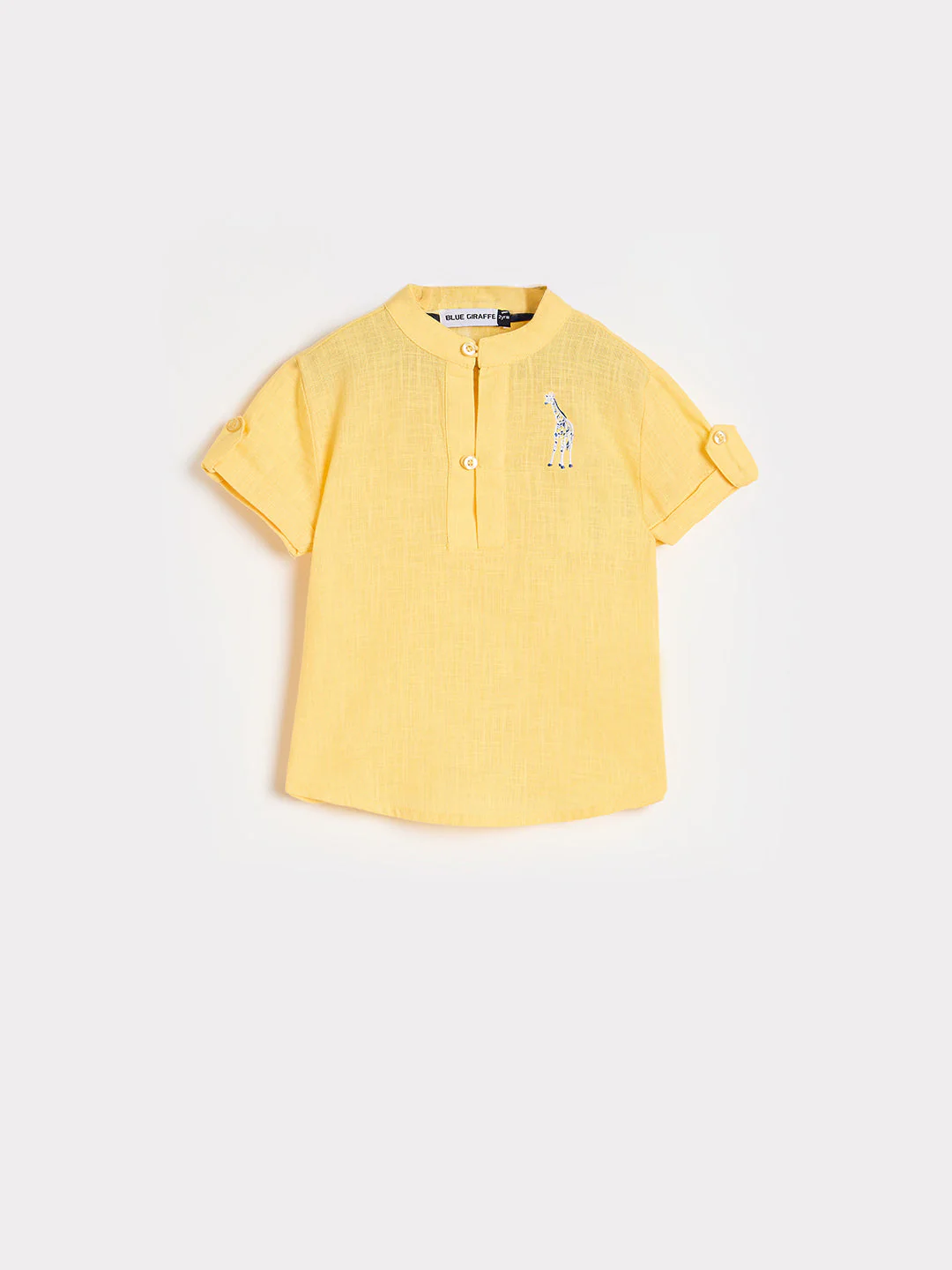 Blue Giraffe Boys Yellow Solid Regular Fit Pure Cotton Shirt - Image 2