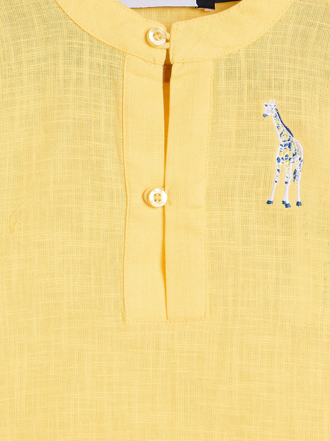 Blue Giraffe Boys Yellow Solid Regular Fit Pure Cotton Shirt - Image 4
