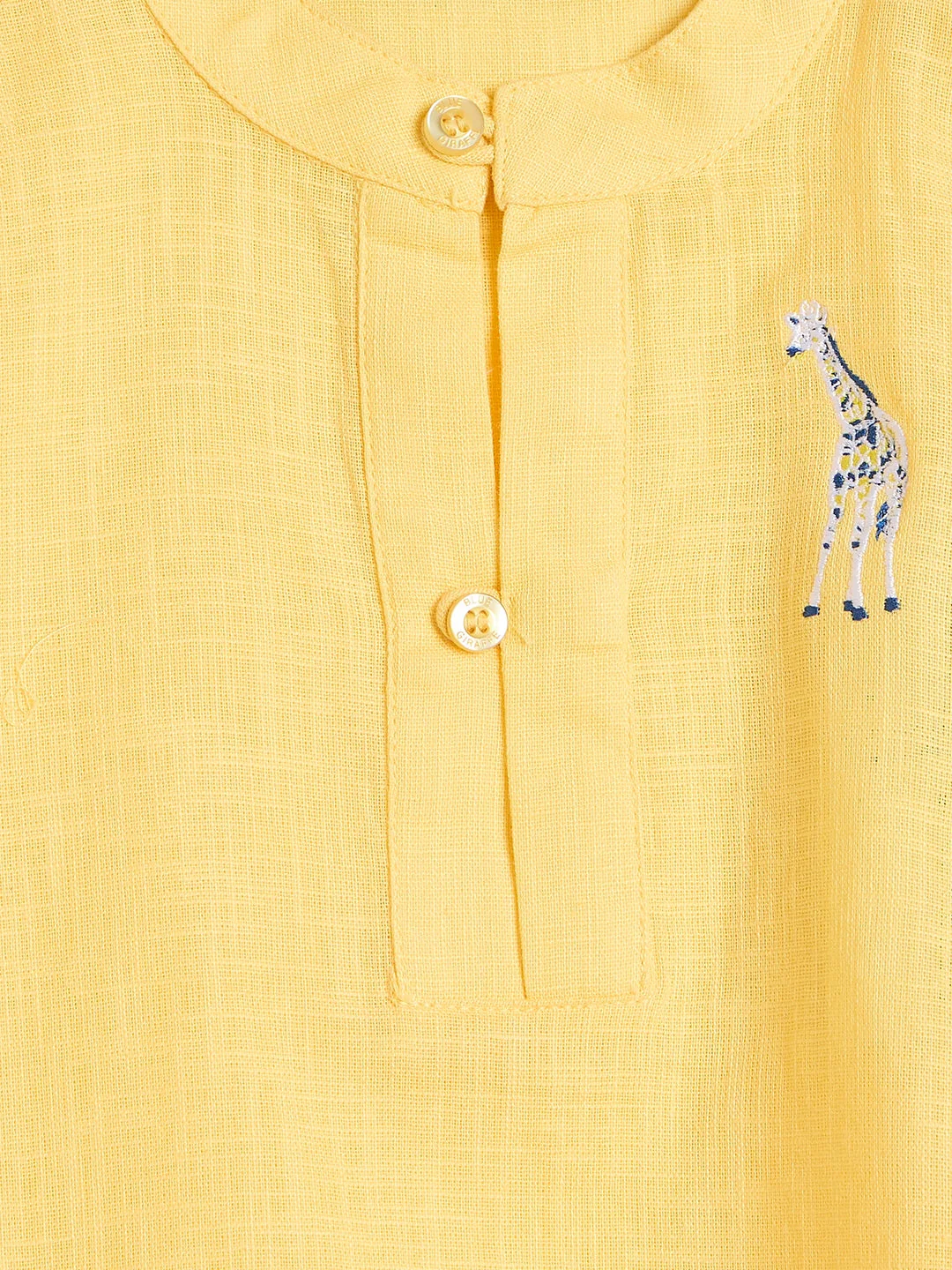 Blue Giraffe Boys Yellow Solid Regular Fit Pure Cotton Shirt - Image 7