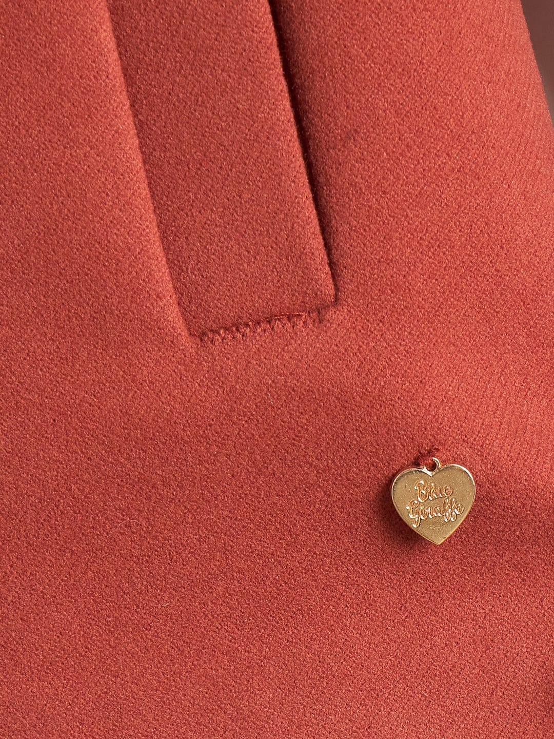 Blue Giraffe Girls Rust Red Solid Stand Collar Jacket - Image 4