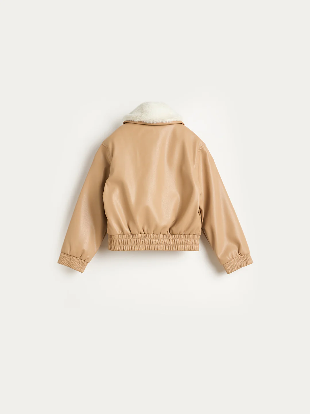 Blue Giraffe Girls Beige Solid Collared Jacket - Image 3