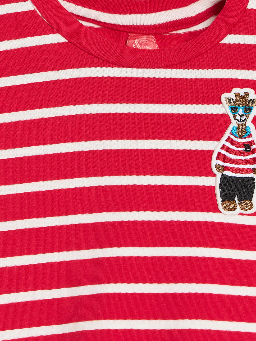 Blue Giraffe Red Striped Stretchable A-Line Fit Dress - Image 4