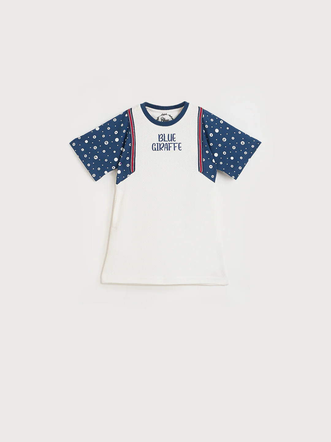 Blue Giraffe White Printed Stretchable A-Line Fit Dress - Image 2