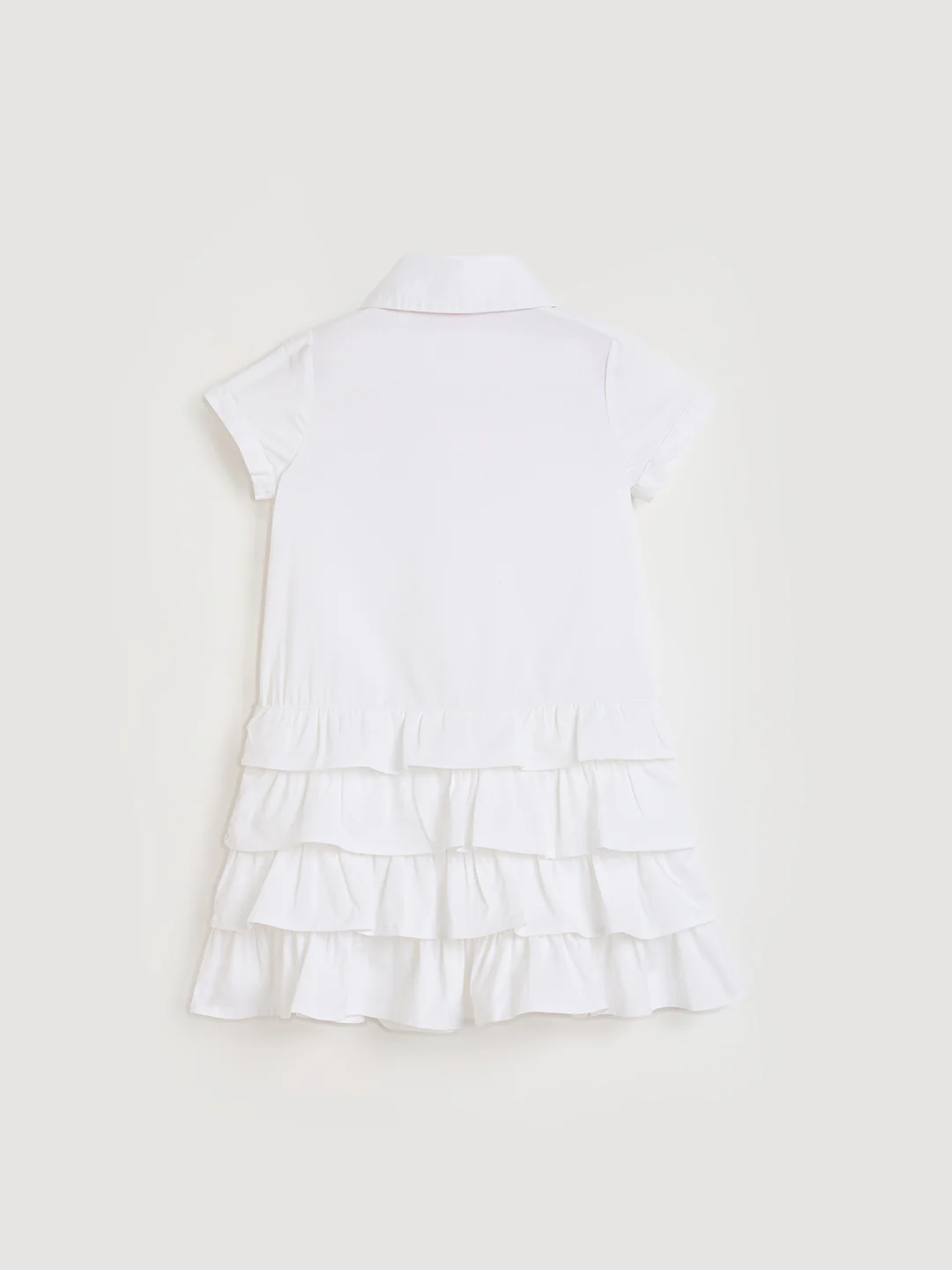 Blue Giraffe Girls White Solid A-Line Fit Pure Cotton Dress - Image 3