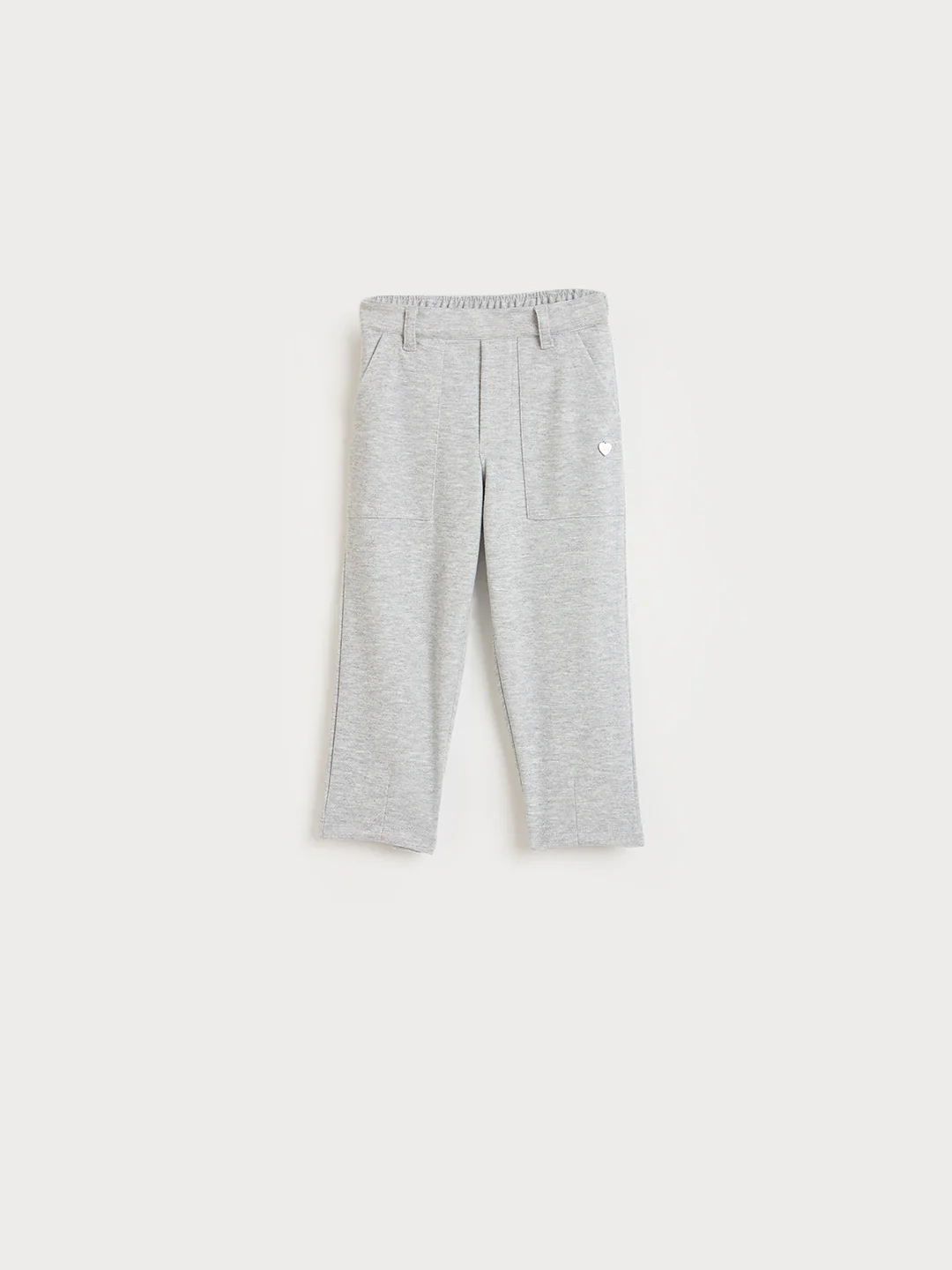 Blue Giraffe Girls Grey Solid Regular Fit Trouser - Image 2