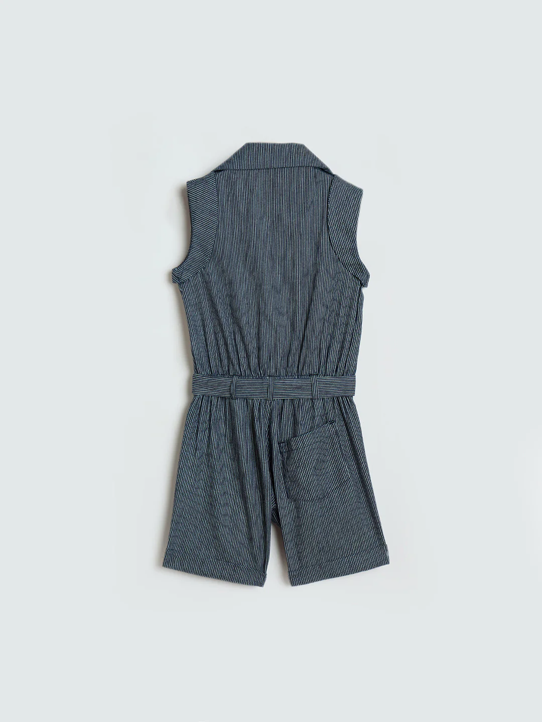 Blue Giraffe Girls Navy Blue Striped Regular Fit Pure Cotton Jumpsuit - Image 3