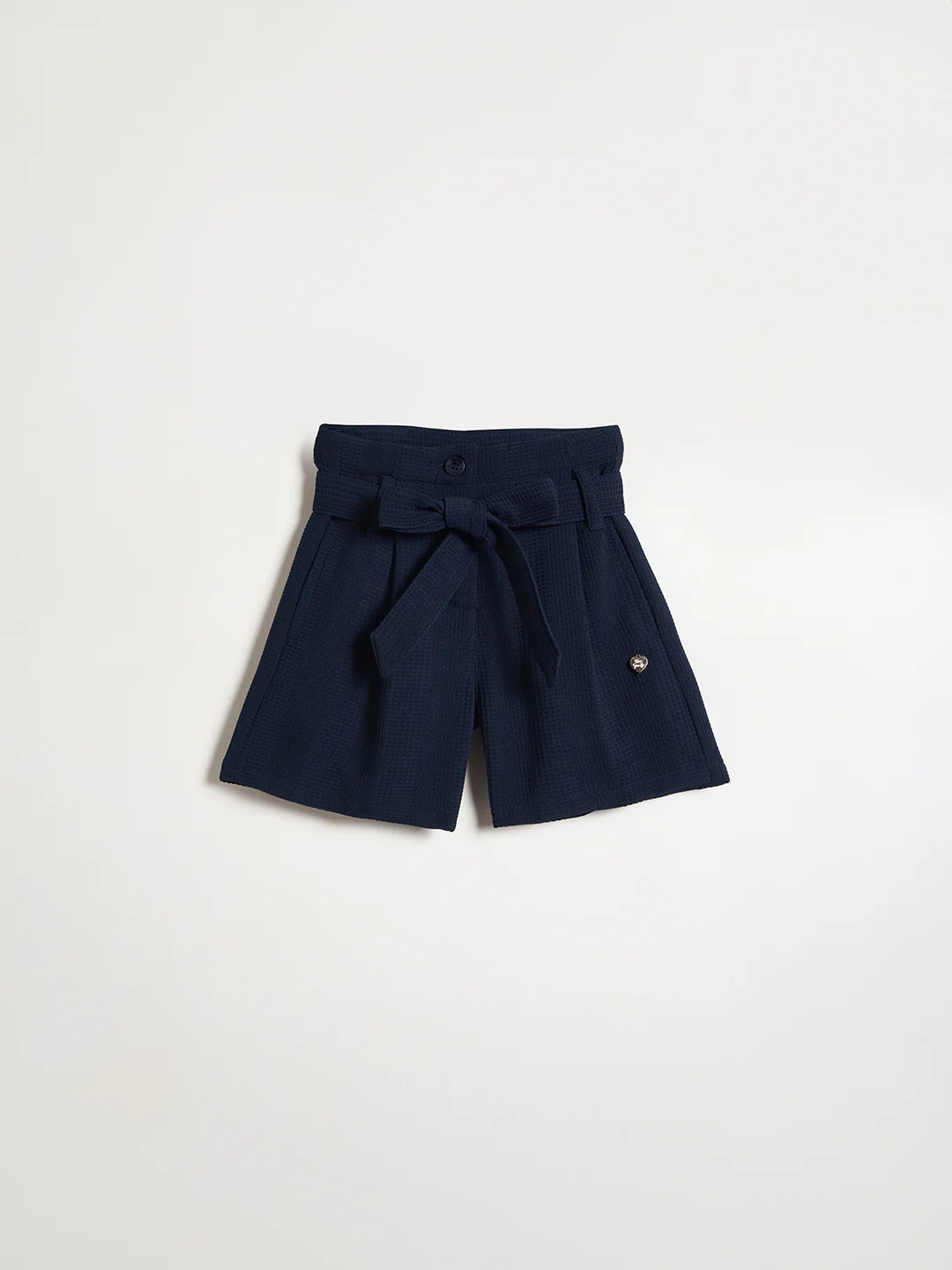 Blue Giraffe Girls Navy Blue Solid Regular Fit Shorts - Image 2