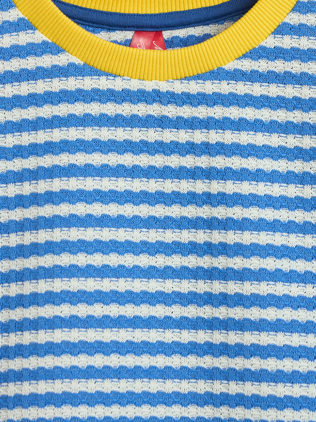 Blue Giraffe Girls Blue Striped Regular Fit T-Shirt - Image 4