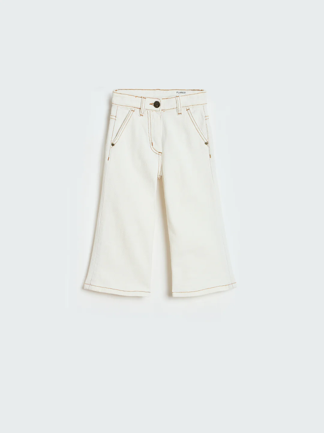 Blue Giraffe White Solid Stretchable Wide Leg Jeans - Image 2