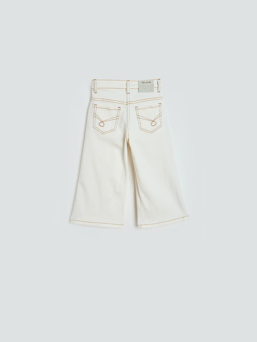 Blue Giraffe White Solid Stretchable Wide Leg Jeans - Image 3