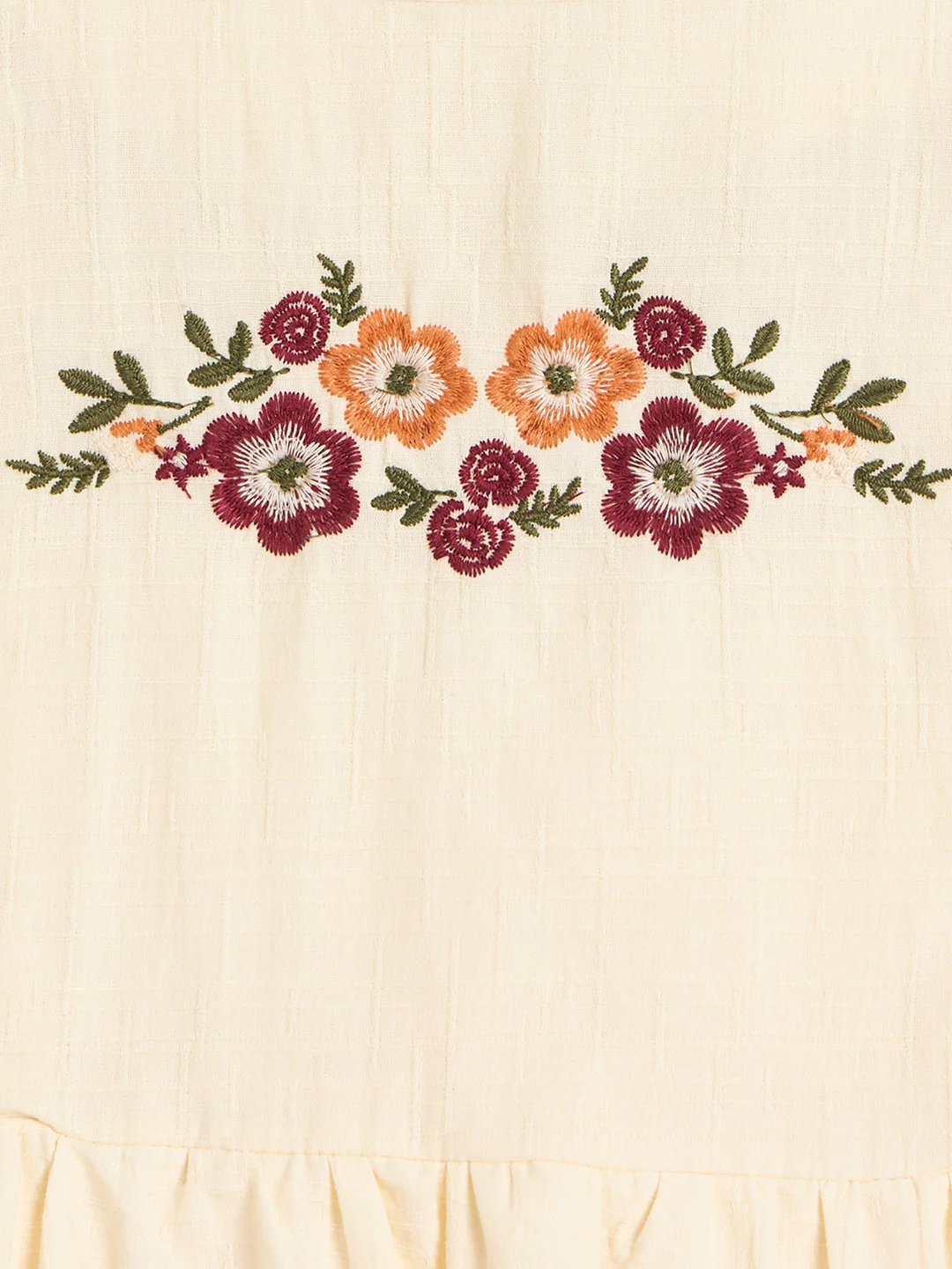 Blue Giraffe Girls Cream Embroidered Fit & Gathered Dress - Image 4