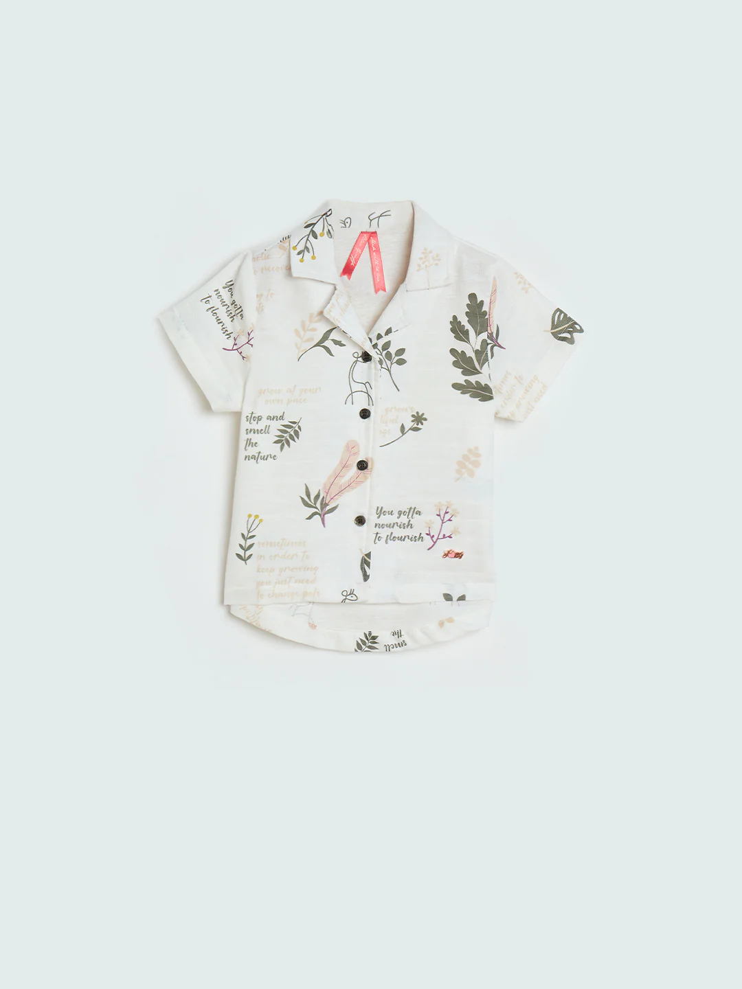Blue Giraffe Girls Cream Printed Regular Fit Pure Cotton Top - Image 2