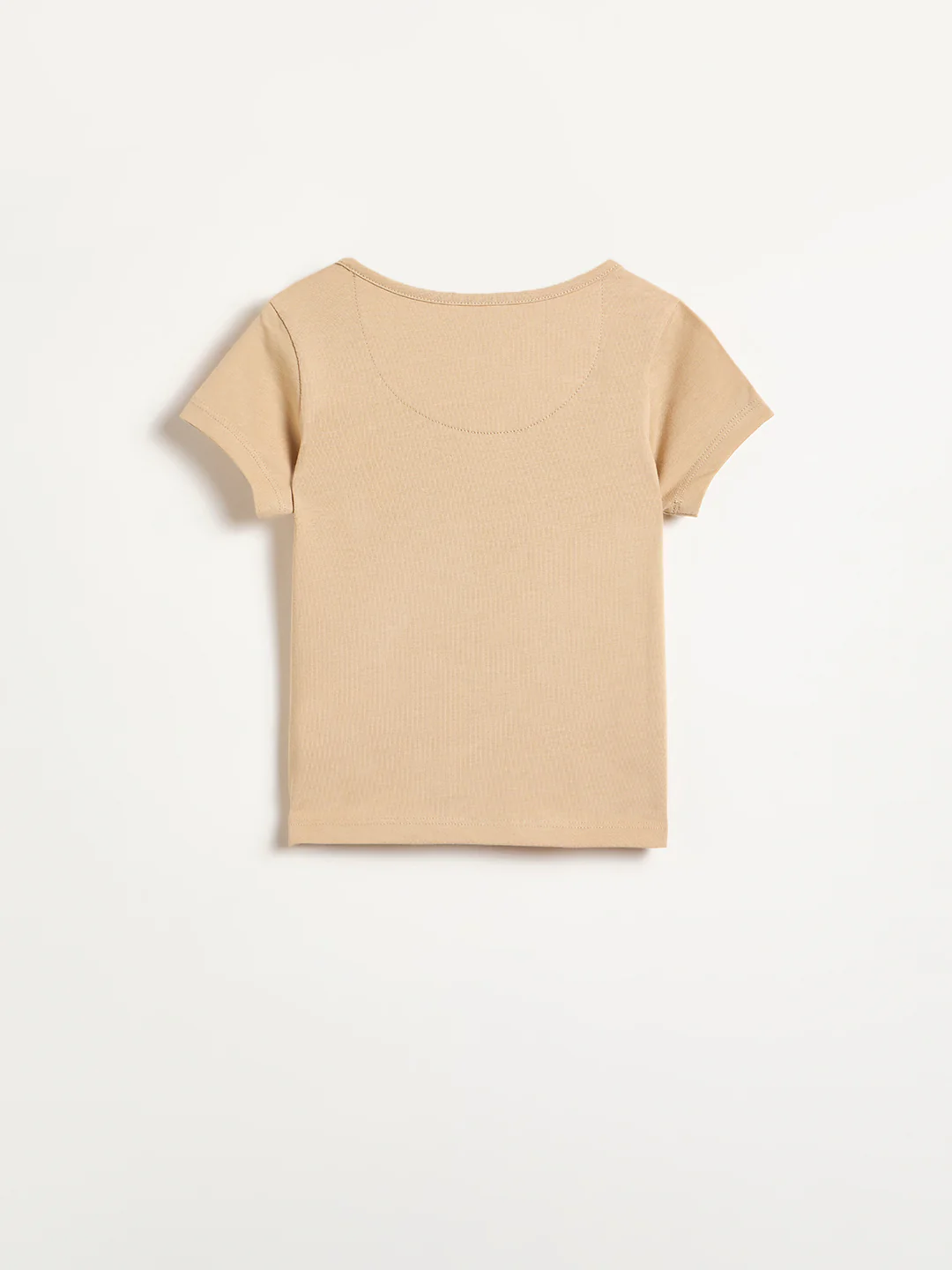 Blue Giraffe Girls Beige Embroidered Regular Fit Pure Cotton T-Shirt - Image 3