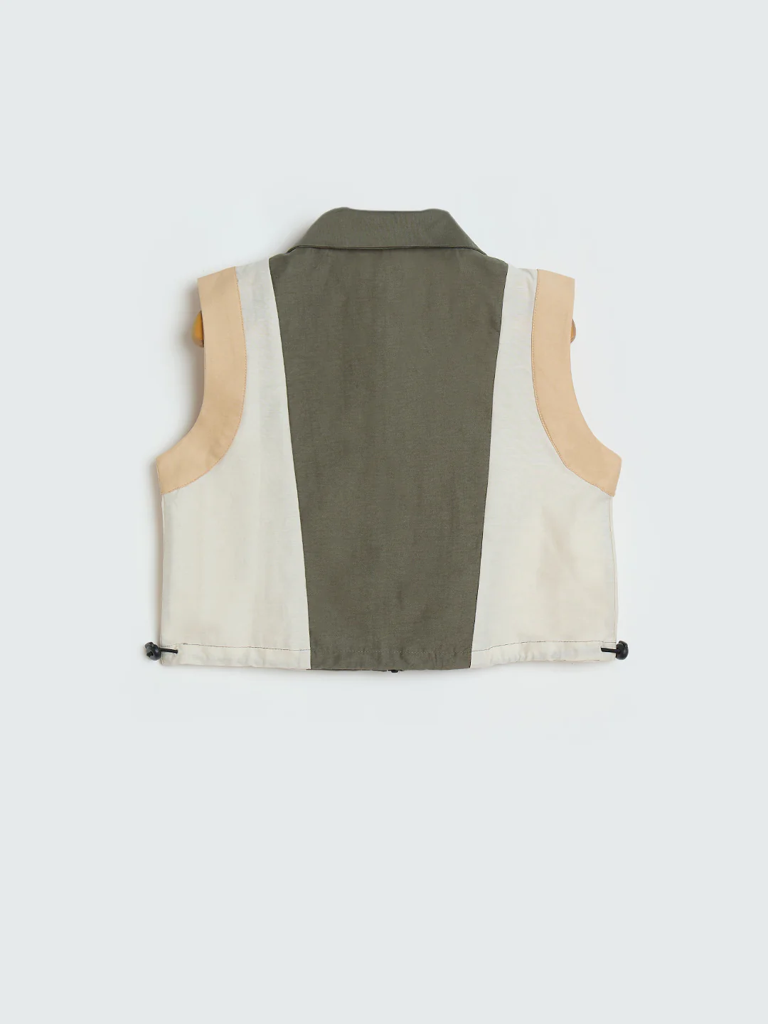 Blue Giraffe Girls Olive Green Colorblock Boxy Fit Top - Image 3