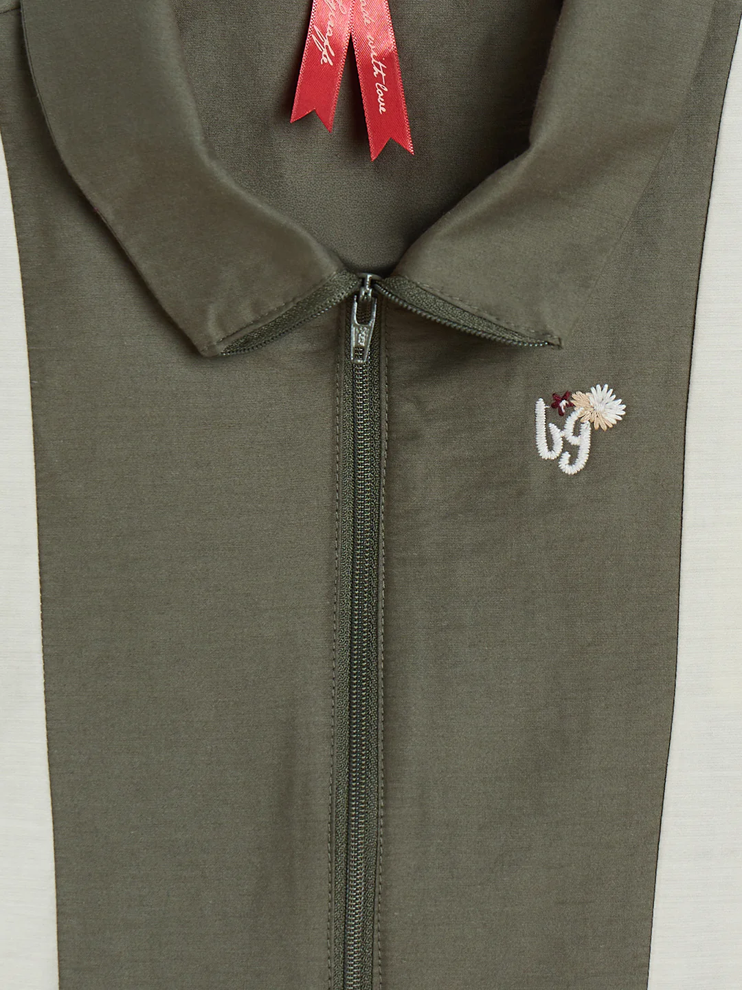 Blue Giraffe Girls Olive Green Colorblock Boxy Fit Top - Image 4