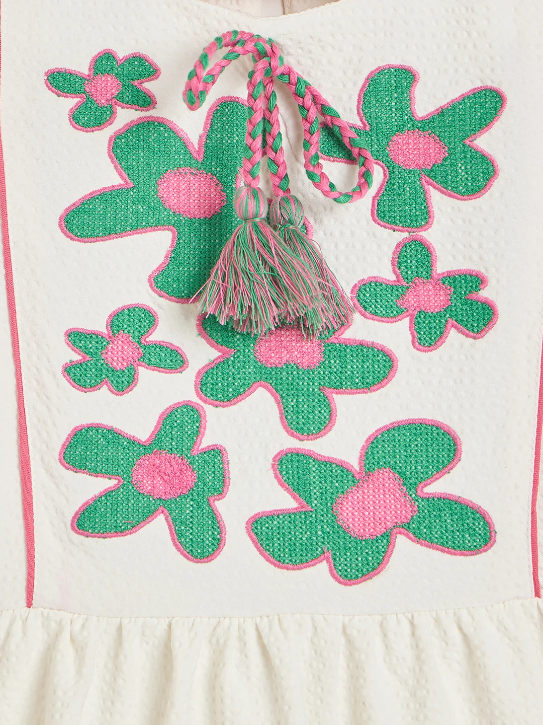 Blue Giraffe Girls White Embroidered Fit & Flared Dress - Image 4