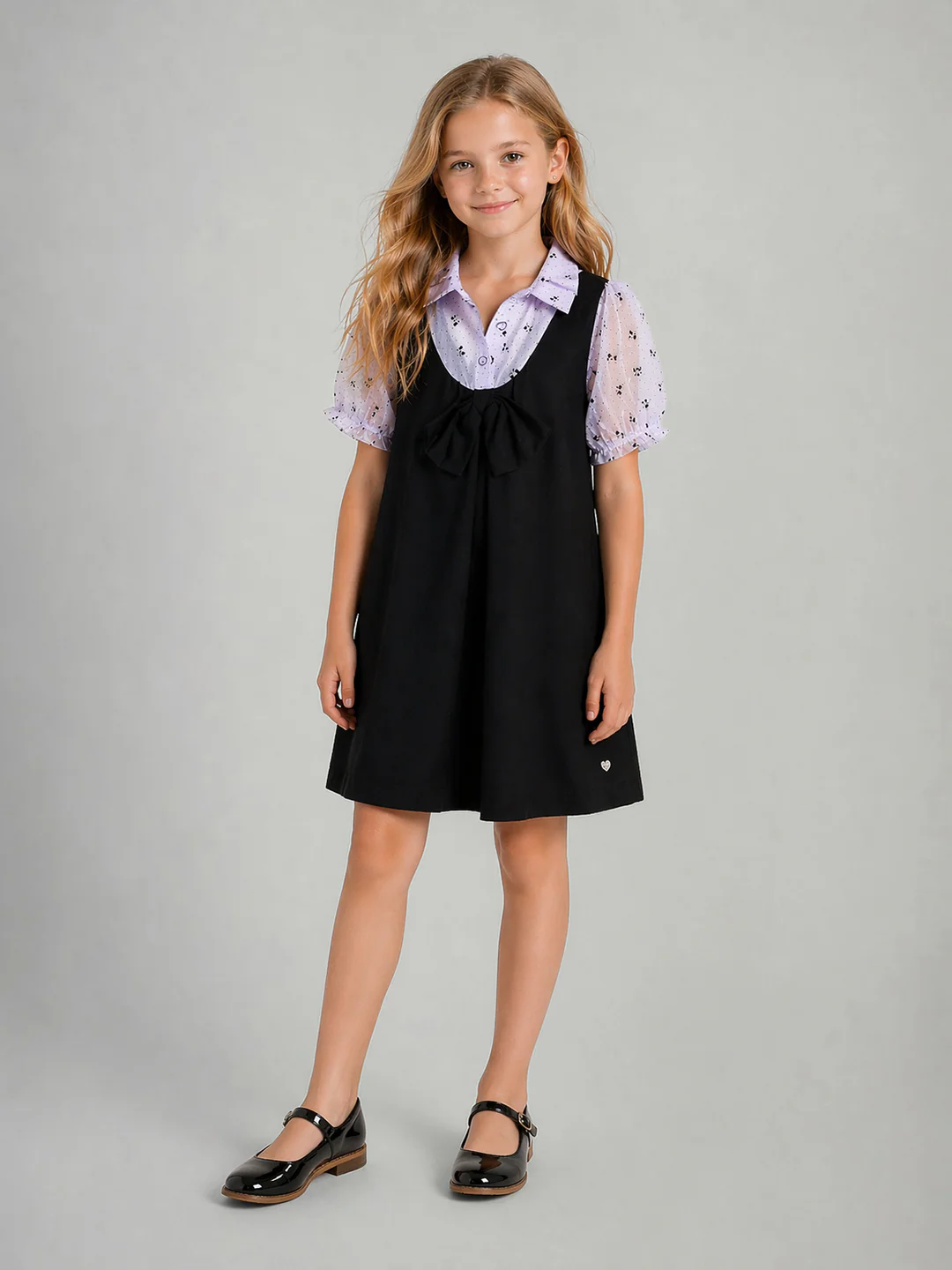 Blue Giraffe Girls Black Solid A-Line Fit Dress - Image 2