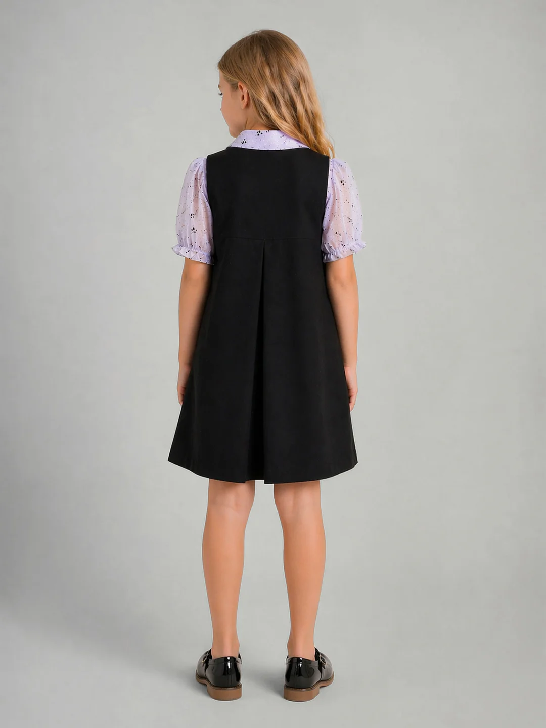 Blue Giraffe Girls Black Solid A-Line Fit Dress - Image 3