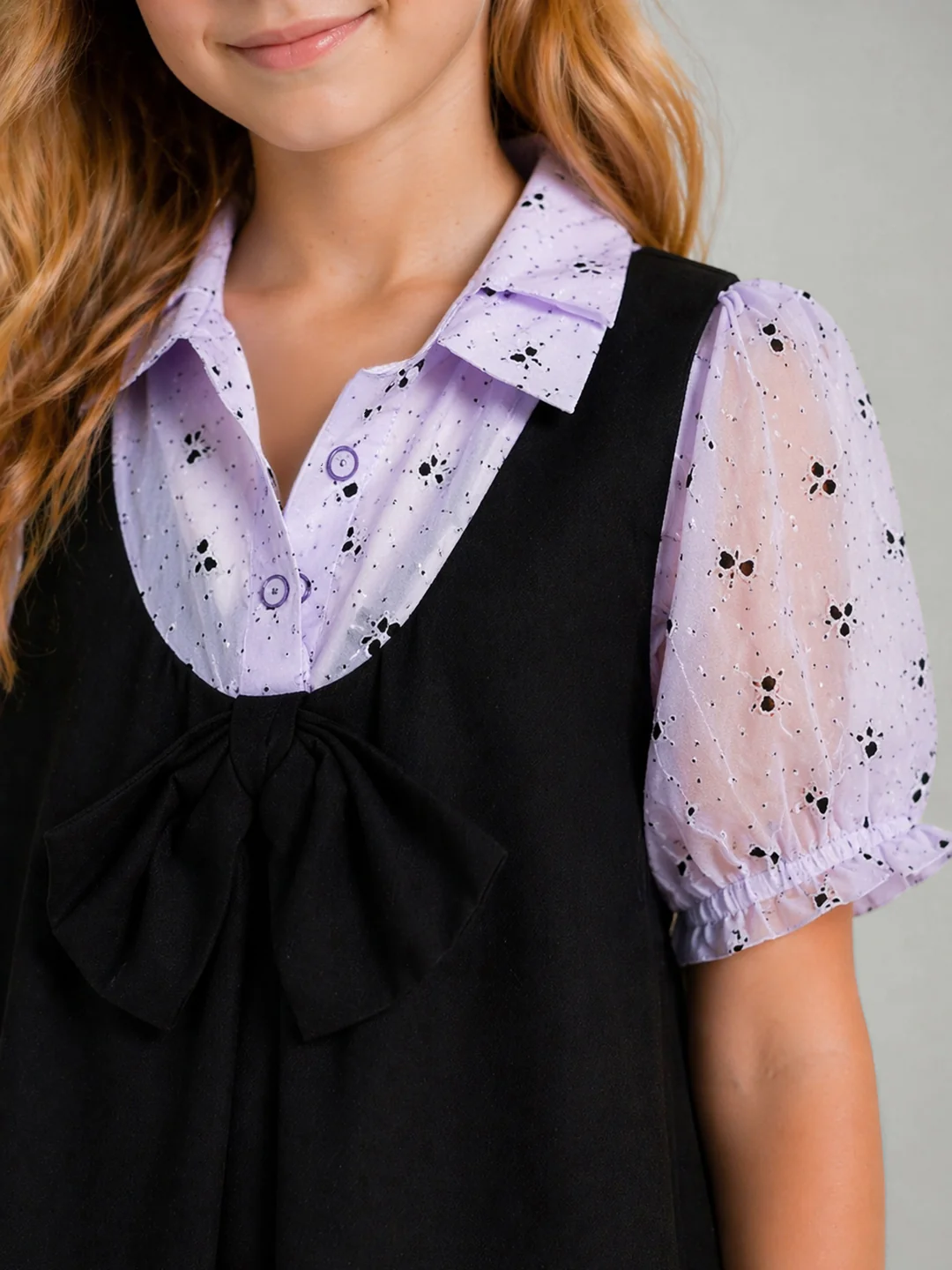 Blue Giraffe Girls Black Solid A-Line Fit Dress - Image 4