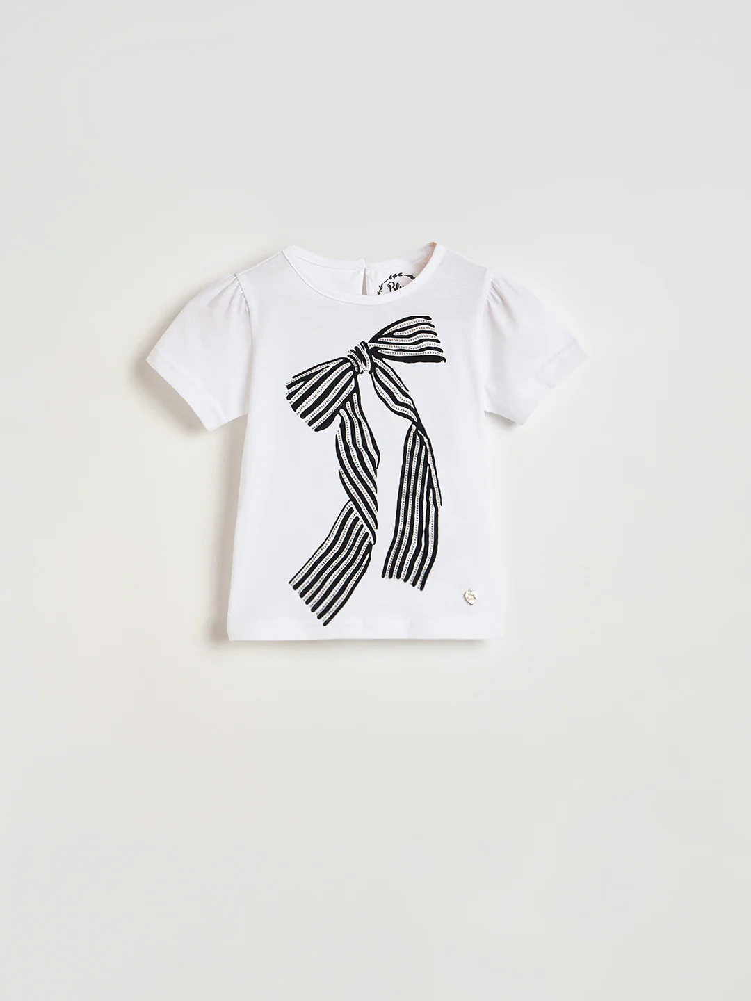 Blue Giraffe Girls White Embellished Regular Fit Pure Cotton T-Shirt - Image 2