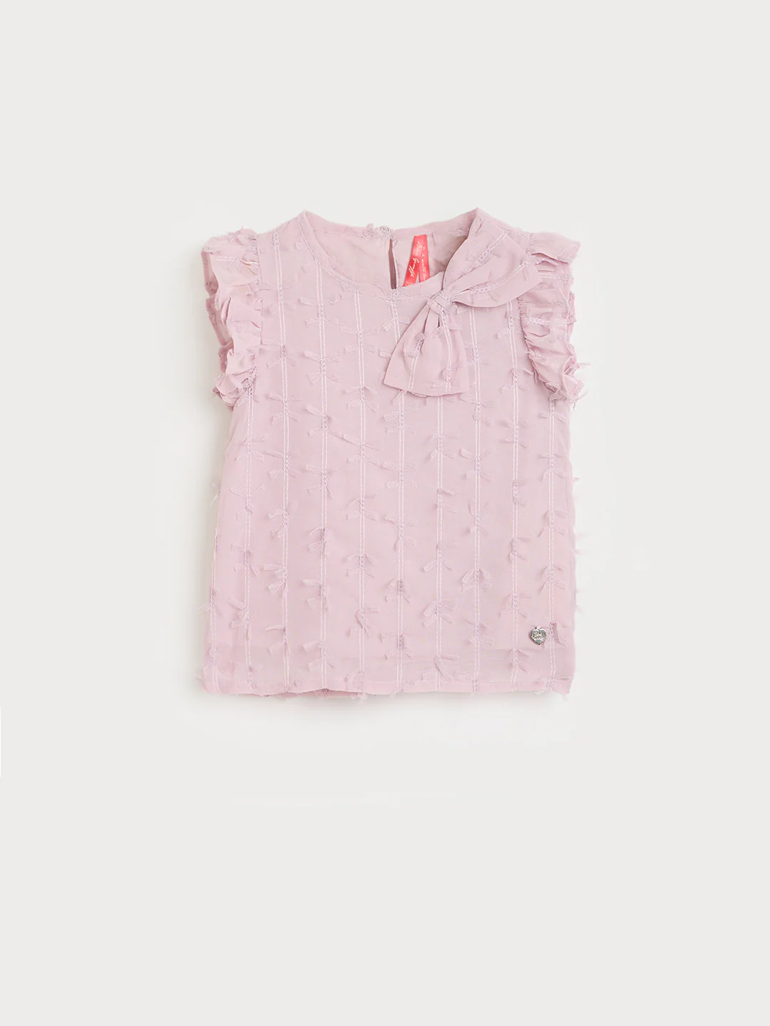 Blue Giraffe Girls Pink Self Design Regular Fit Top - Image 2