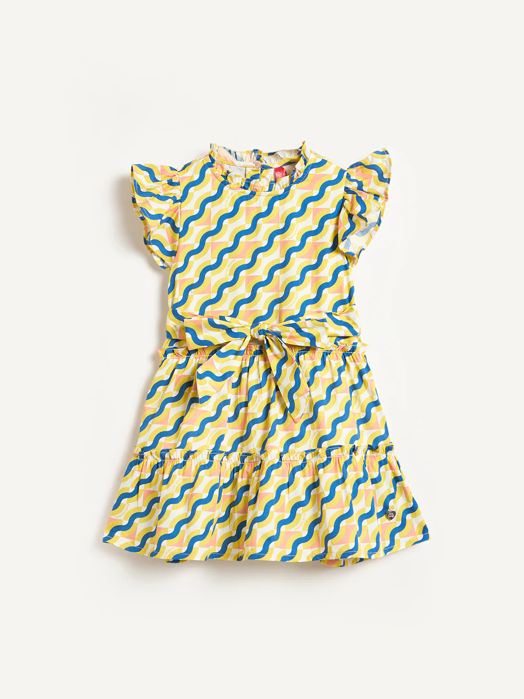 Blue Giraffe Girls Multicolor Striped Fit & Flared Pure Cotton Dress - Image 2
