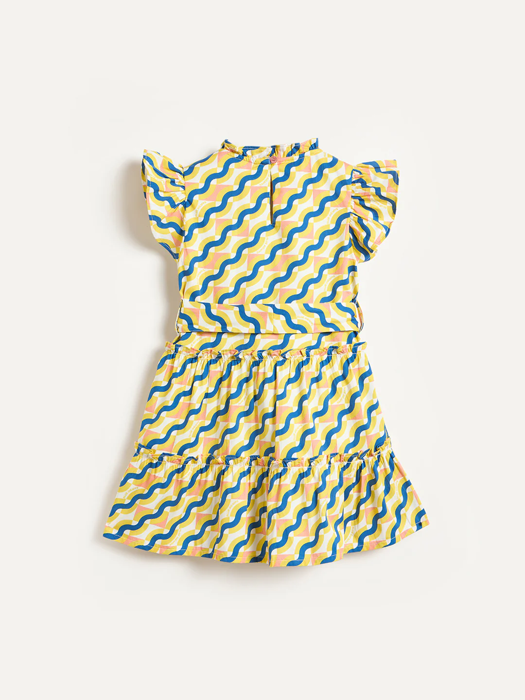 Blue Giraffe Girls Multicolor Striped Fit & Flared Pure Cotton Dress - Image 3