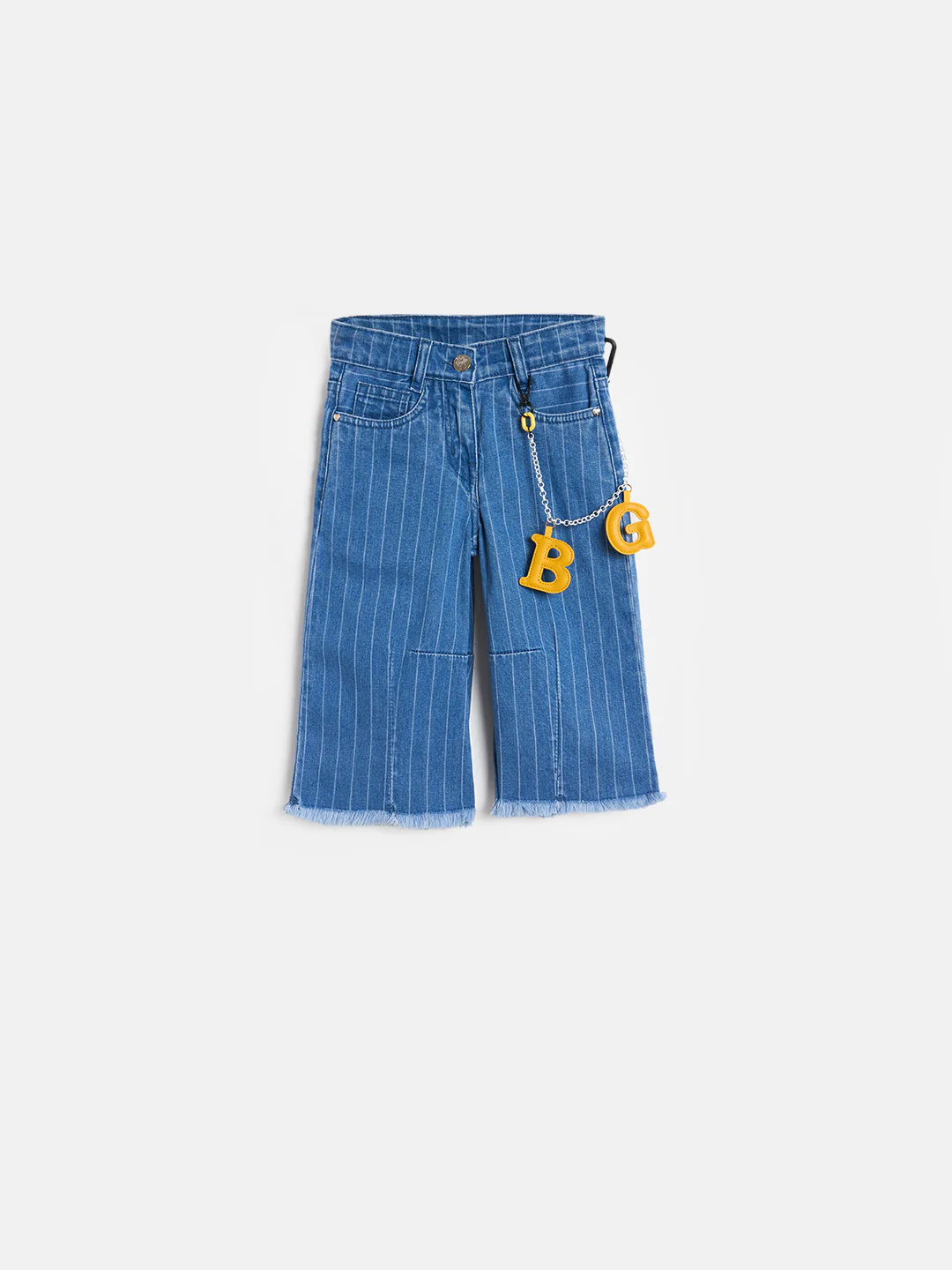 Blue Giraffe Girls Blue Striped Baggy Fit Jeans - Image 2