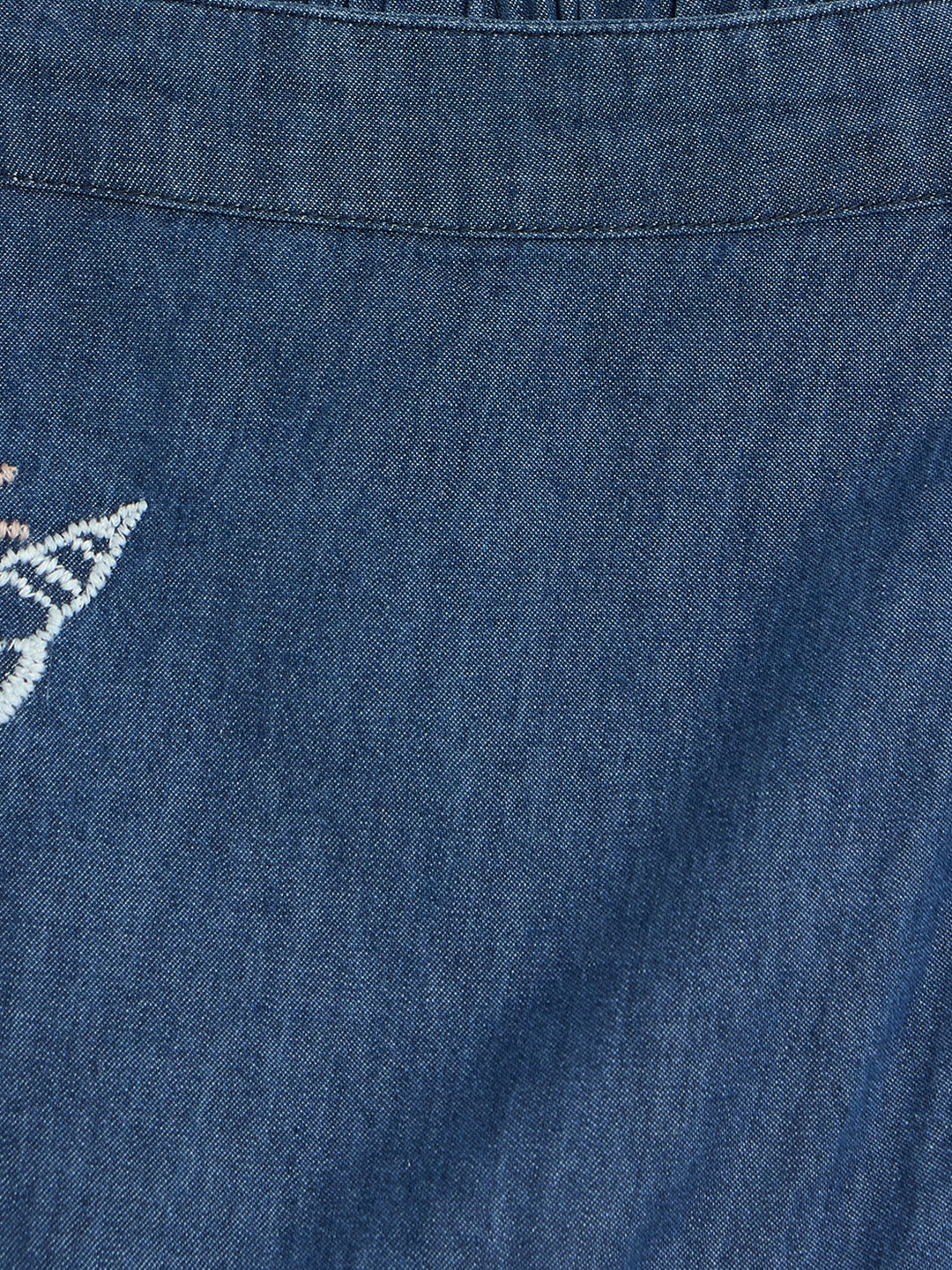 Blue Giraffe Girls Blue Embroidered Regular Fit Pure Cotton Skort - Image 4