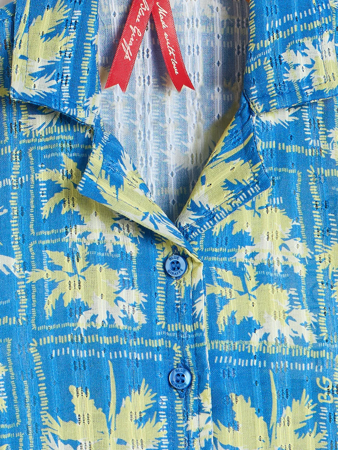 Blue Giraffe Girls Marine Blue Printed Boxy Fit Pure Cotton Top - Image 3