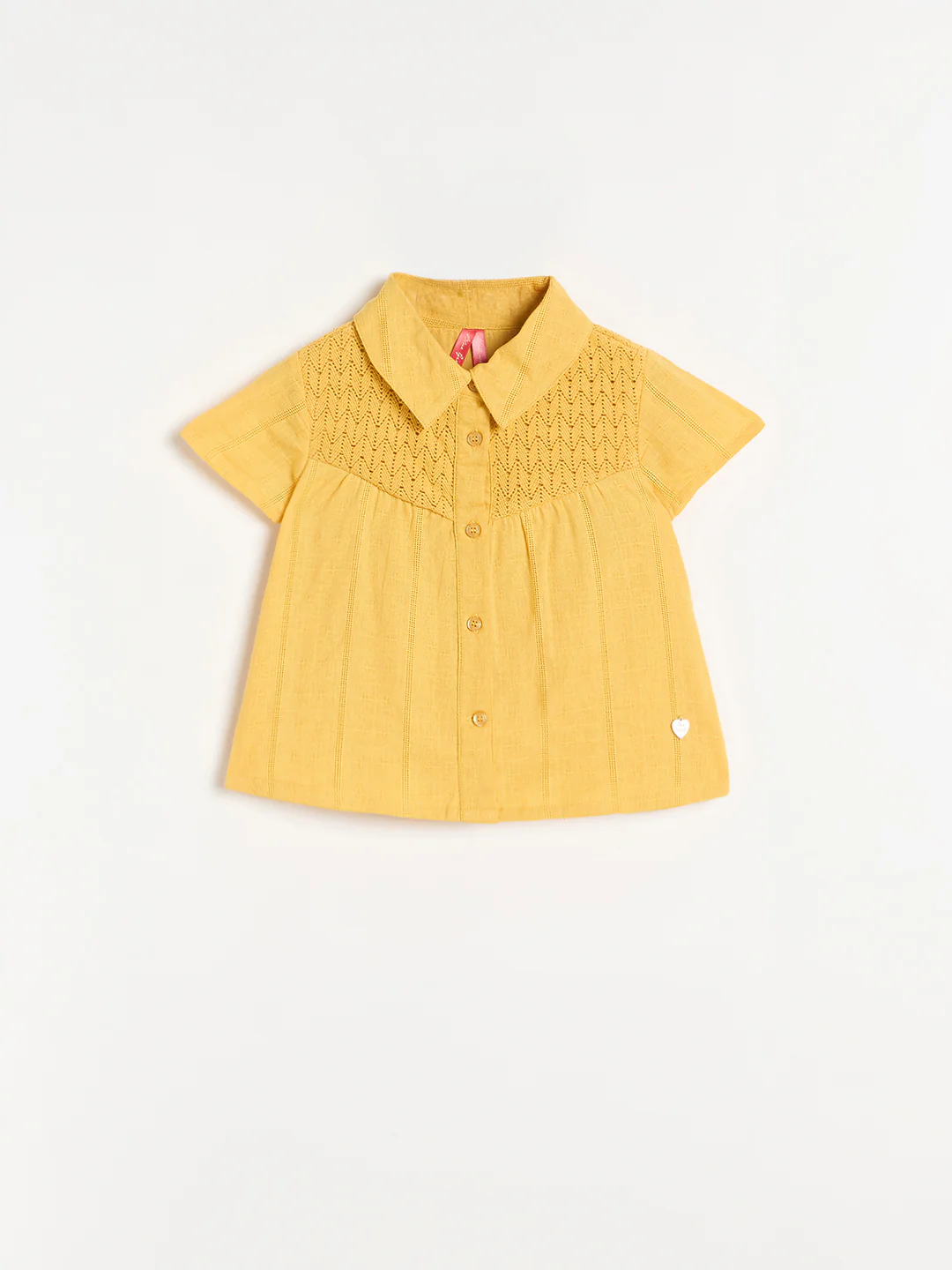 Blue Giraffe Girls Yellow Solid Regular Fit Pure Cotton Top - Image 4