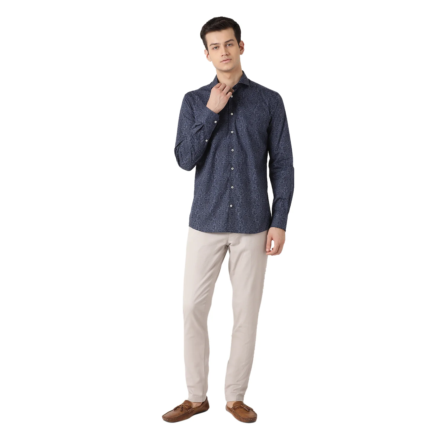 Bruun & Stengade Men Blue Solid Collar Shirt - Image 3