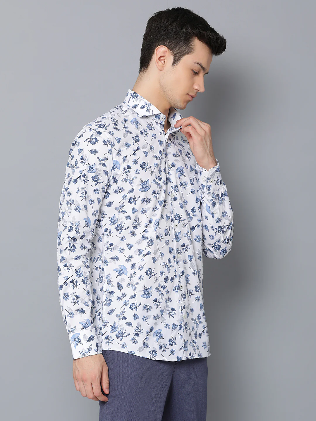 Bruun & Stengade Men Blue Printed Collar Shirt - Image 3