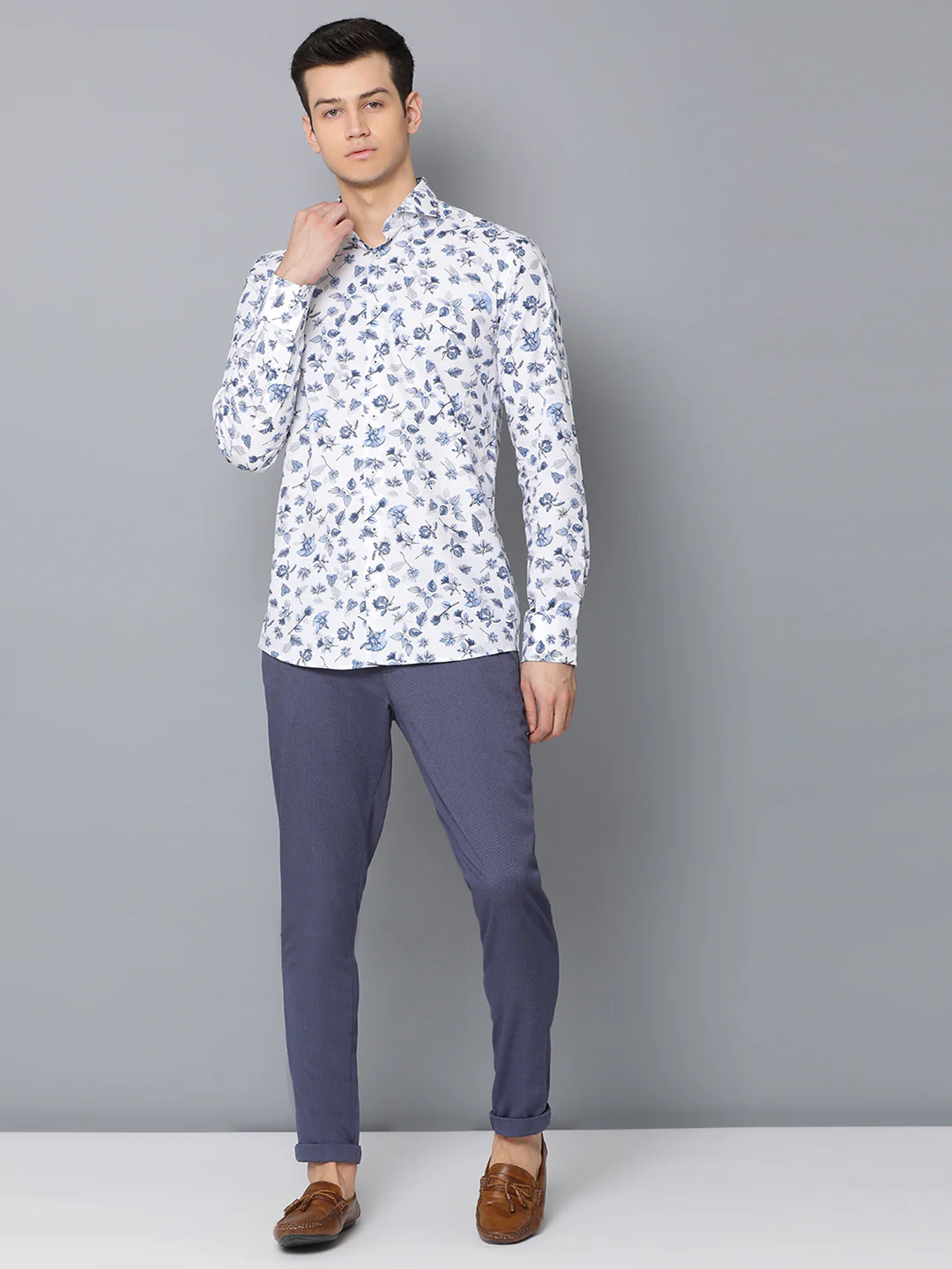 Bruun & Stengade Men Blue Printed Collar Shirt - Image 5