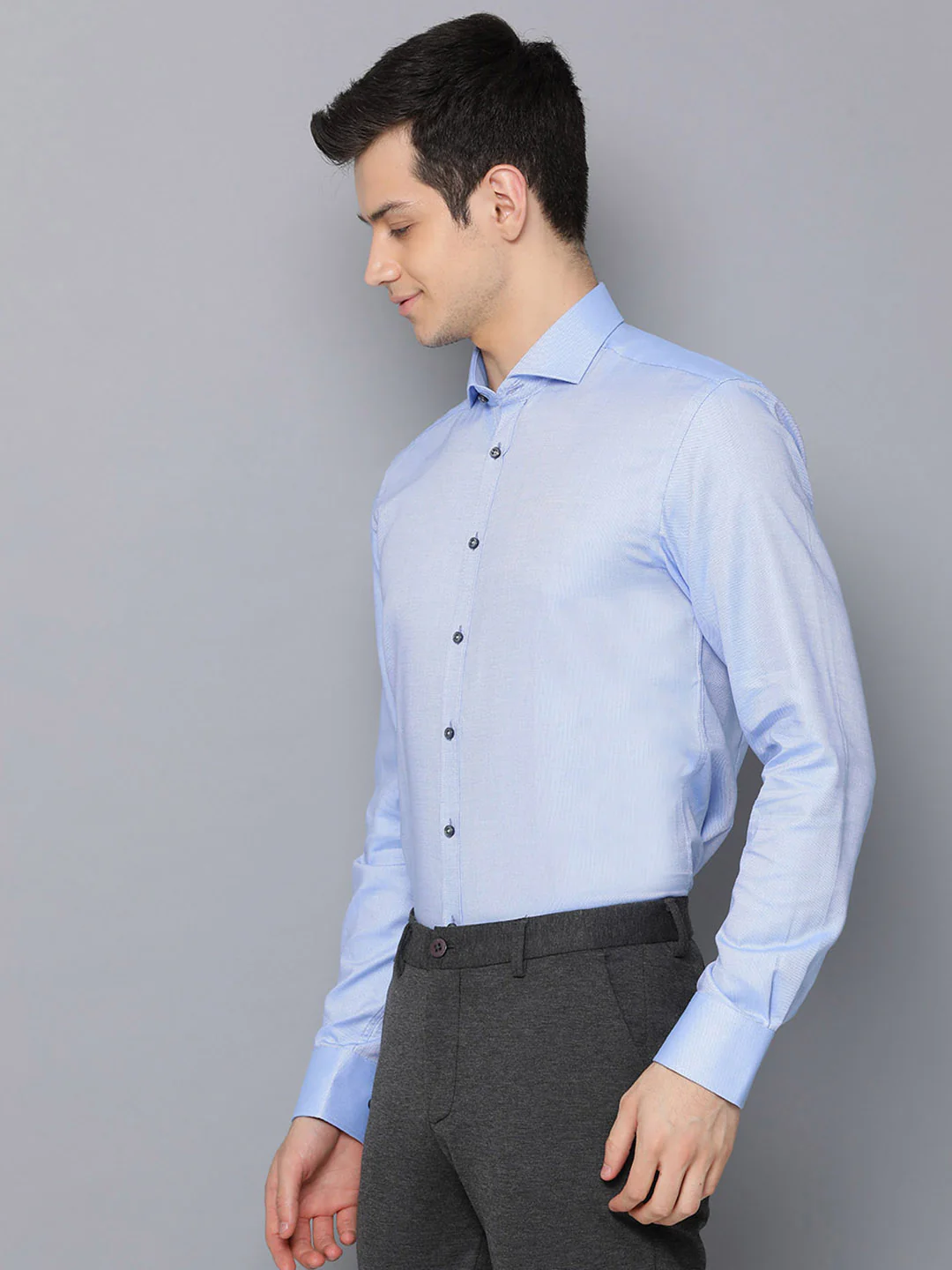 Bruun & Stengade Men Blue Solid Collar Shirt - Image 2