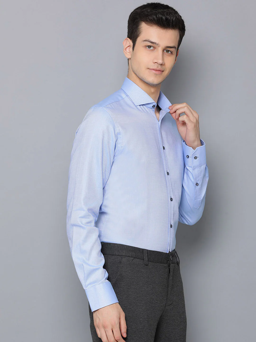 Bruun & Stengade Men Blue Solid Collar Shirt - Image 3