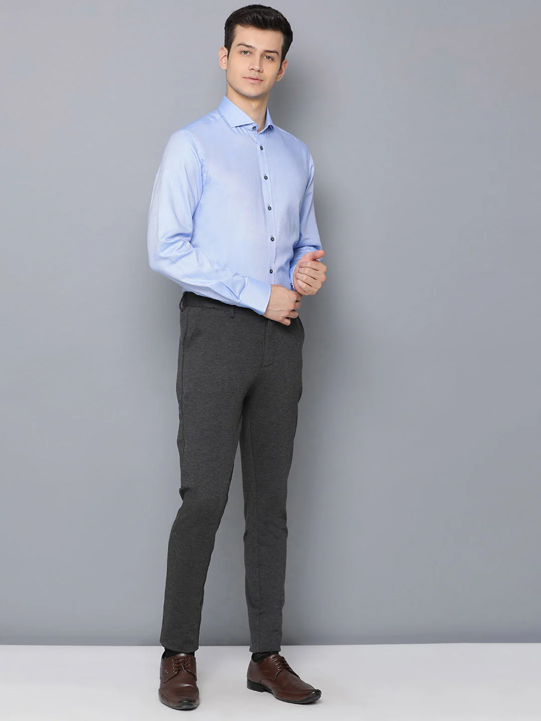 Bruun & Stengade Men Blue Solid Collar Shirt - Image 5