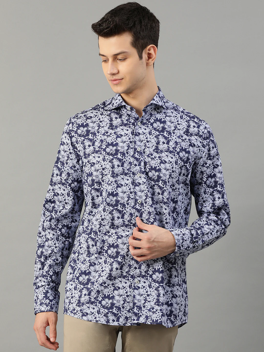 Bruun & Stengade Men Blue Printed Collar Shirt - Image 2